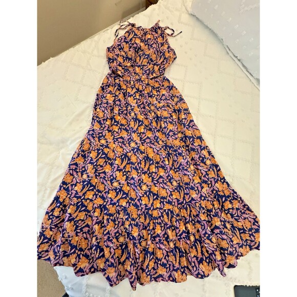NWT J Crew Harbour Side-Cutout Midi Dress Size Small Tall Blue Orange Floral - Picture 6 of 16